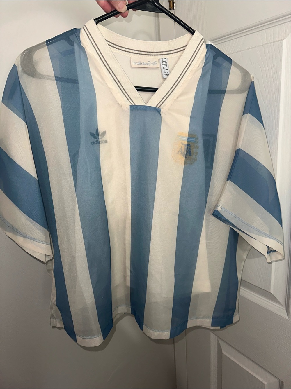 adidas Women’s Argentina Light Blue and White Soccer Jersey
